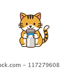 a cat holding a milk bottle 117279608