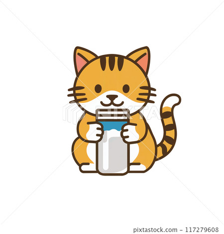 a cat holding a milk bottle a cat holding a milk bottle 117279608