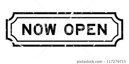 Grunge black now open word rubber seal stamp on white background Grunge black now open word rubber seal stamp on white background 117279715