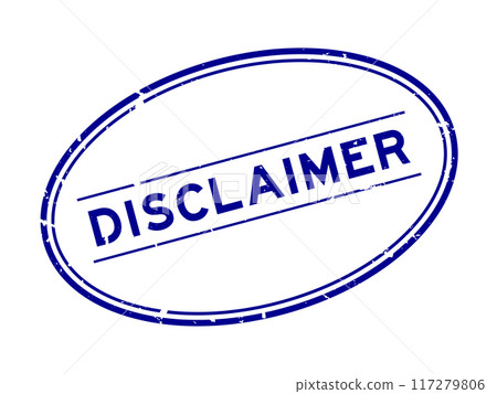 Grunge blue disclaimer word oval rubber stamp in white background Grunge blue disclaimer word oval rubber stamp in white background 117279806