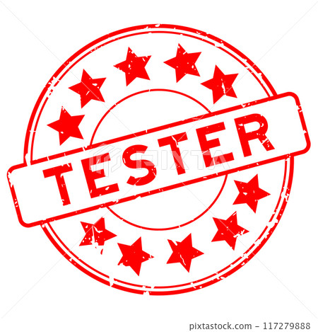 Grunge red tester word with star icon round rubber seal stamp on white background Grunge red tester word with star icon round rubber seal stamp on white background 117279888