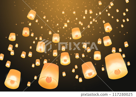 天燈的光芒照亮了夜空 117280025