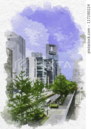 水彩風格梅田 JR 大阪站百貨商店禦堂筋出口 大阪府大阪市 水彩風格梅田 JR 大阪站百貨商店禦堂筋出口 大阪府大阪市 117280224