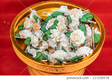 Funeral wood flower in funeral Buddhism. 117280576