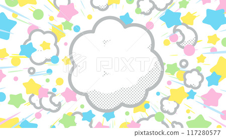 Cute explosion background illustration with smoke and stars spreading_16:9 117280577