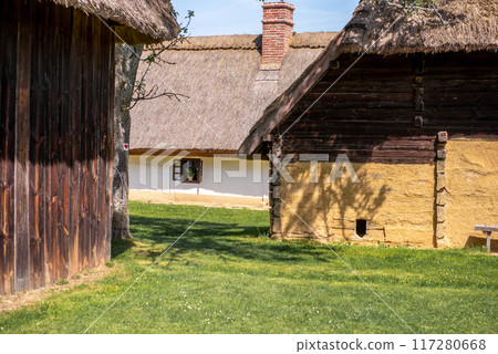 old traditional hungarian residential building in skanzen. 117280668