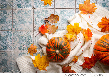 Cozy autumn flat lay 117280850