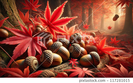 秋葉季節美麗的秋天背景 003 117281015