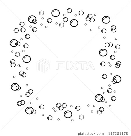 Doodle style soap bubble frame. Linear air gas design. Foam window vector illustration. Doodle style soap bubble frame. Linear air gas design. Foam window vector illustration. 117281178