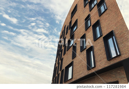 Architecture, real estate, residential apartment building with panoramic windows, modern complex 117281984