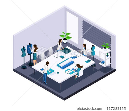 High-quality isometric. Individual tailoring. Room for cutting material according to prepared patterns 117283135