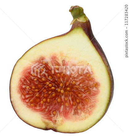 Half of a ripe fig on an isolated background Half of a ripe fig on an isolated background 117283420