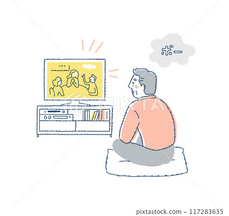 Senior man watching TV blankly 117283635