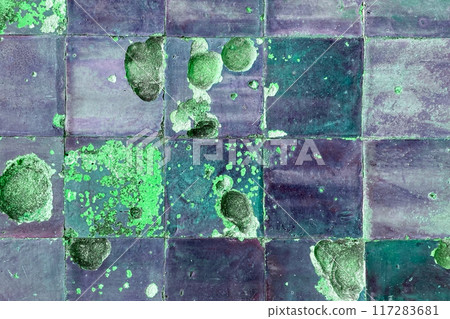 Colorful mosaic tiles on the wall. Abstract background and texture for design. Colorful tile bathroom wall texture, old vintage kitchen floor background Colorful mosaic tiles on the wall. Abstract background and texture for design. Colorful tile bathroom wall texture, old vintage kitchen floor background 117283681