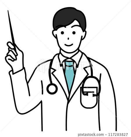 Smiling doctor with a pointer 117283827