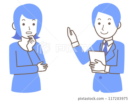 男推銷員向女顧客解釋 117283975