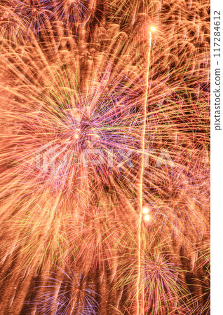 A seasonal sight in summer: huge fireworks bursting into the night sky (Todabashi Fireworks Festival) 117284612