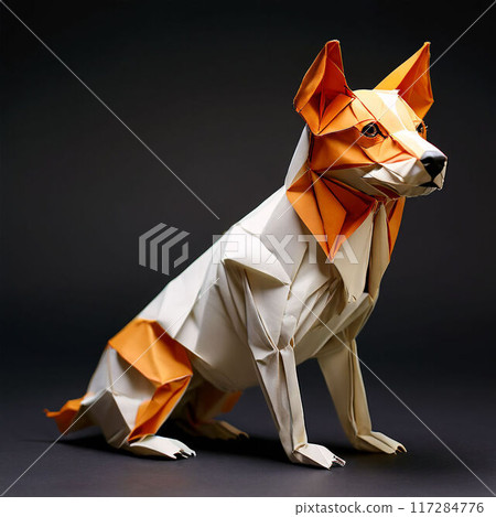 Dog made from origami 117284776