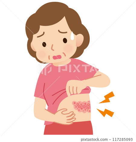 中年婦女因帶狀皰疹疼痛的症狀 117285093