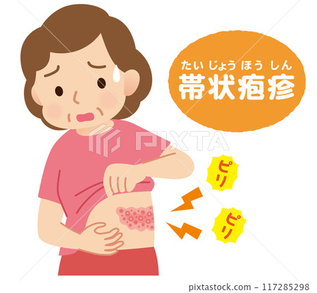 中年婦女因帶狀皰疹疼痛的症狀 117285298