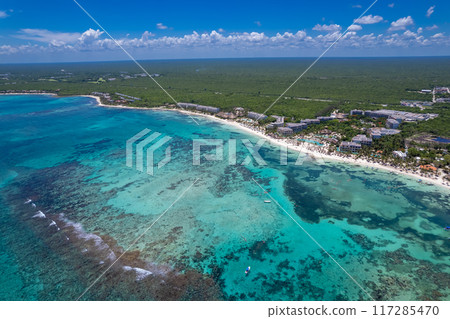 Aerial view of Akumal Bay, Mexico Aerial view of Akumal Bay, Mexico 117285470