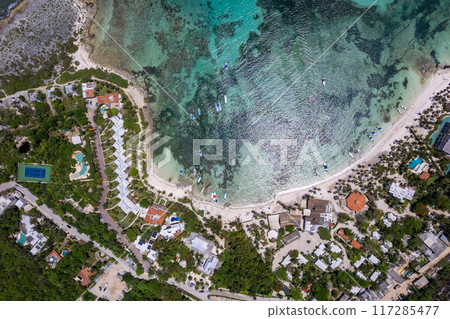 Aerial view of Akumal Bay, Mexico Aerial view of Akumal Bay, Mexico 117285477