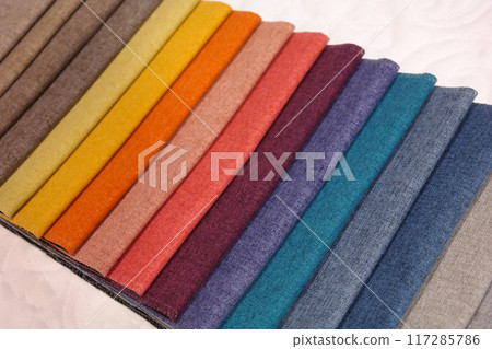 Colorful fabric samples in different colors 117285786