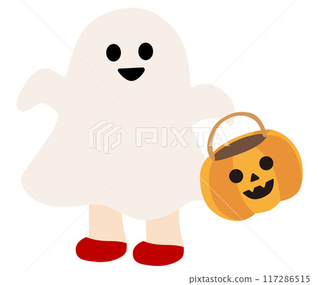 萬聖節穿著鬼服的孩子的向量圖 117286515