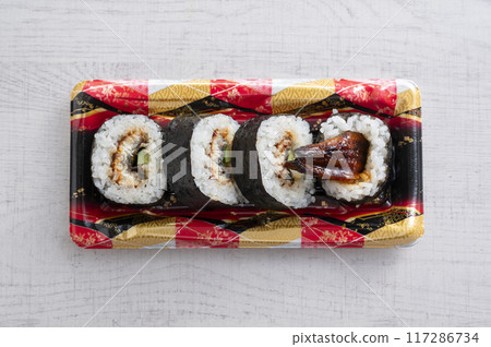 Grilled eel thick sushi roll 117286734