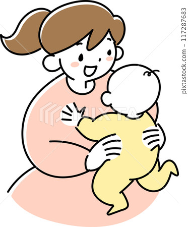 微笑著抱著嬰兒的媽媽 微笑著抱著嬰兒的媽媽 117287683