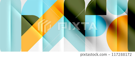 Round shapes, circles and lines minimal geometric background. Vector Illustration For Wallpaper, Banner, Background, Card, Book Illustration, landing page 117288172