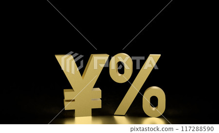 The Gold yen symbol and zero percent for Japan Business concept 3d rendering The Gold yen symbol and zero percent for Japan Business concept 3d rendering 117288590