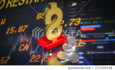 The Dollar on red trolley for Business concept 3d rendering. 117288598