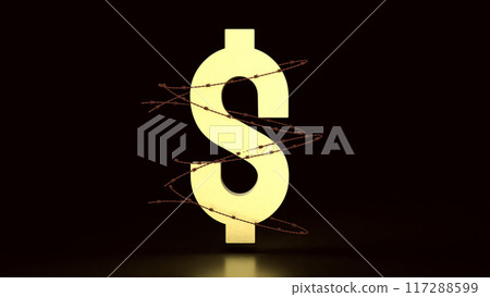 The Dollar and barbed wire for Business concept 3d rendering. 117288599