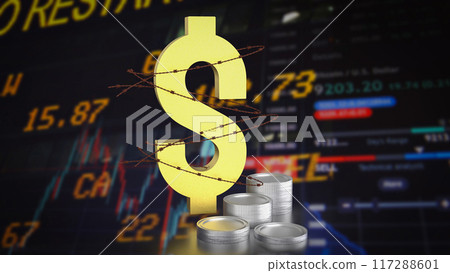 The Dollar and barbed wire for Business concept 3d rendering. The Dollar and barbed wire for Business concept 3d rendering. 117288601