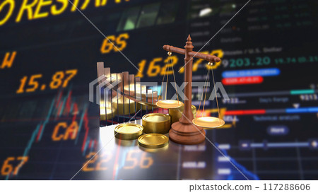 The libra and coins for Business concept 3d rendering. 117288606
