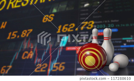 The target symbol on ball and Bowling pin for Business concept 3d rendering. 117288610