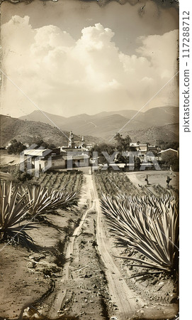 Old photo of Traditional Agave Farming and Tequila Production in Scenic Jalisco Countryside Old photo of Traditional Agave Farming and Tequila Production in Scenic Jalisco Countryside 117288712