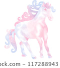 Horses running in a wide field 117288943