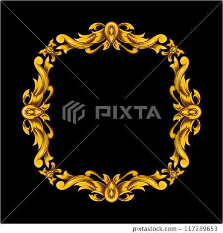 Gold Frame With A Floral Design Retro Ornamental Frame Vintage Rectangle Ornament Border Vector Gold Frame With A Floral Design Retro Ornamental Frame Vintage Rectangle Ornament Border Vector 117289653