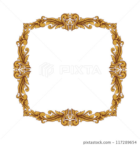 Gold Frame With A Floral Design Retro Ornamental Frame Vintage Rectangle Ornament Border Vector 117289654