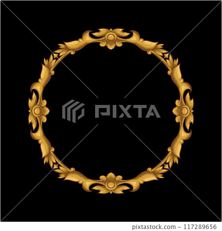 Gold Frame With A Floral Design Retro Ornamental Frame Vintage Rectangle Ornament Border Vector 117289656