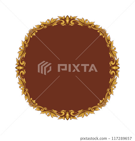 Gold Frame With A Floral Design Retro Ornamental Frame Vintage Rectangle Ornament Border Vector 117289657