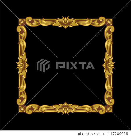 Gold Frame With A Floral Design Retro Ornamental Frame Vintage Rectangle Ornament Border Vector 117289658