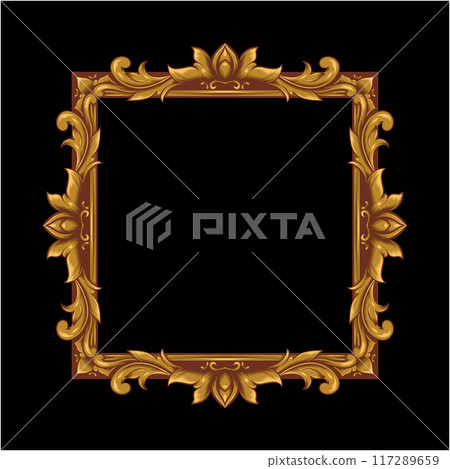 Gold Frame With A Floral Design Retro Ornamental Frame Vintage Rectangle Ornament Border Vector 117289659