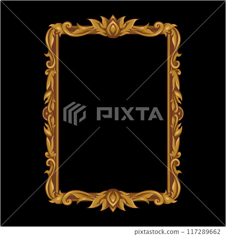 Gold Frame With A Floral Design Retro Ornamental Frame Vintage Rectangle Ornament Border Vector 117289662