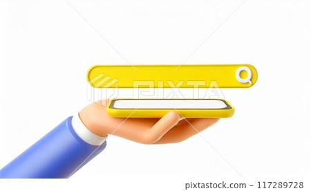 Mobile phone, smartphone, search, 3D illustration 117289728