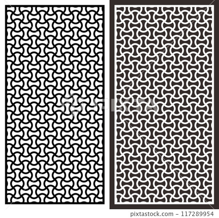 Vector Cutting Laser Motif Partition Fences Facade, Seamless Pattern 117289954