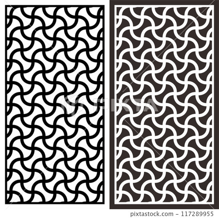 Vector Cutting Laser Motif Partition Fences Facade, Seamless Pattern 117289955