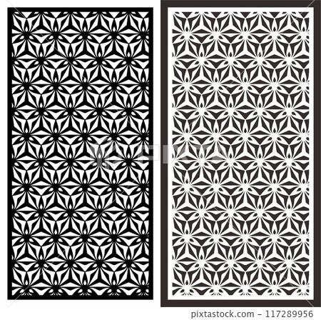 Vector Cutting Laser Motif Partition Fences Facade, Seamless Pattern 117289956
